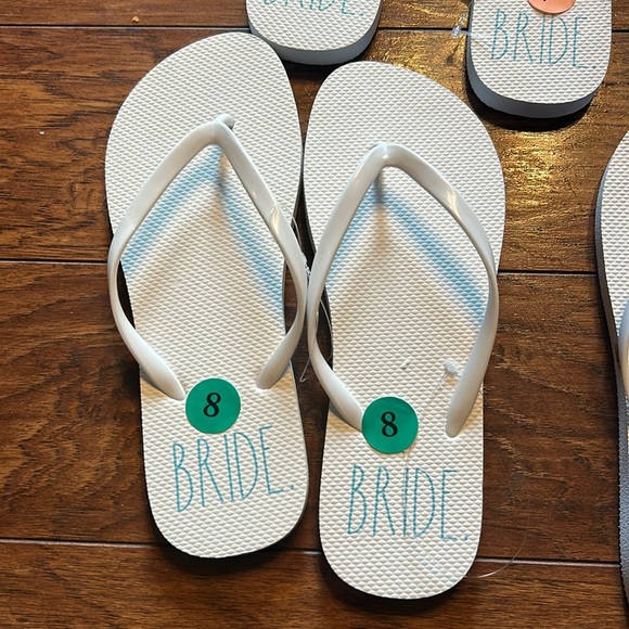 RAE DUNN white bride FLIP FLOPS SLIDES NWT - Picture 3 of 7